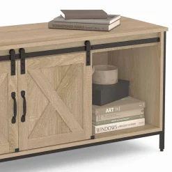 Meuble TV style industriel 2 portes grange coulissantes*IDMarket Clearance