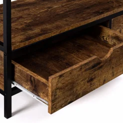 Meuble TV style industriel bois effet vieilli et métal 2 tiroirs*IDMarket Online