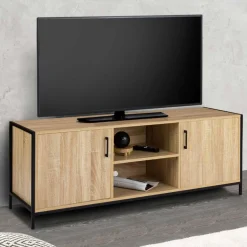 Meuble TV style industriel 2 portes 140 cm*IDMarket New