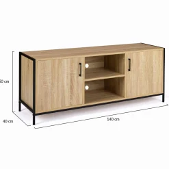 Meuble TV style industriel 2 portes 140 cm*IDMarket New