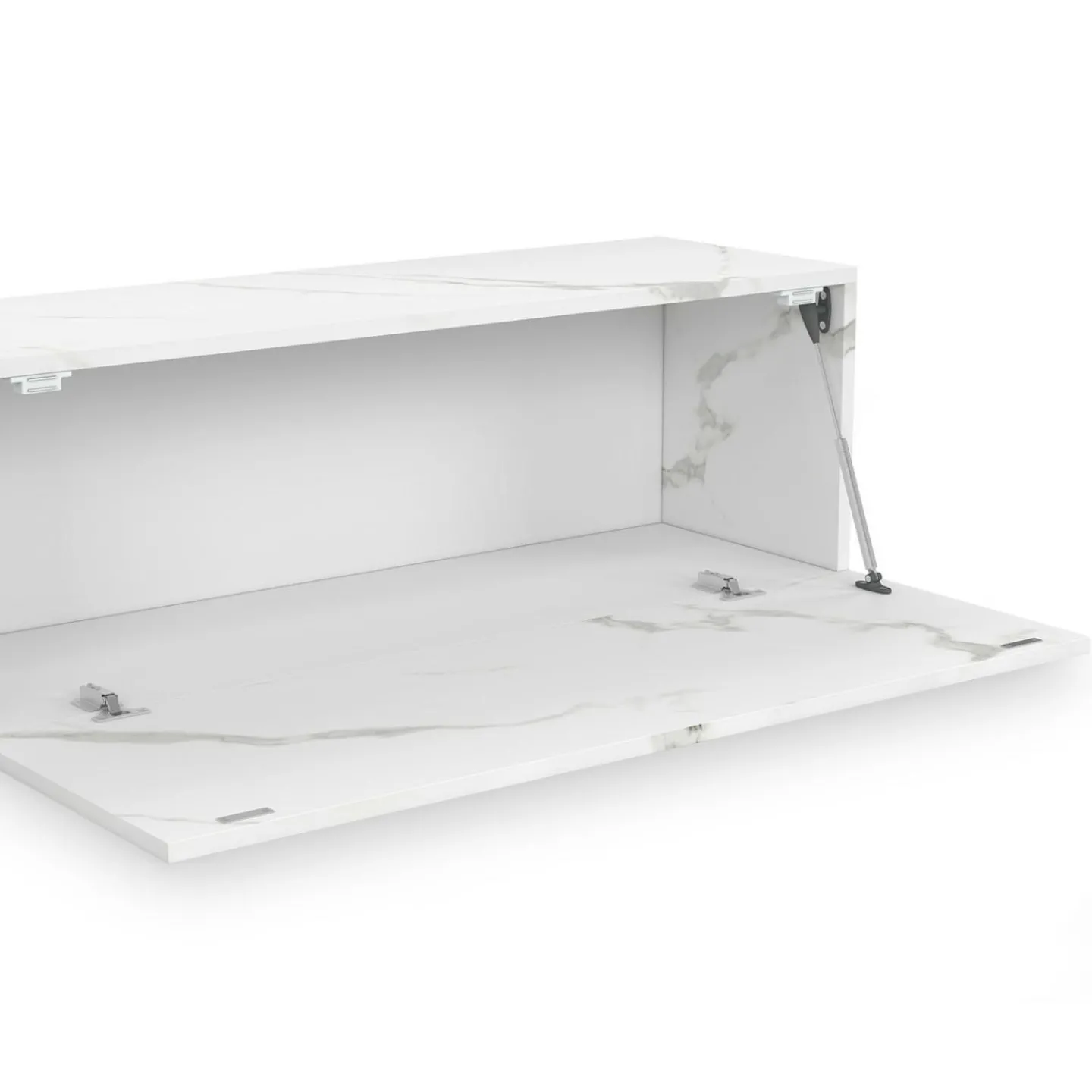 Meuble TV suspendu 2 portes bois effet marbre 180 cm*IDMarket Online