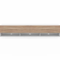 Meuble TV suspendu blanc et bois 180 cm avec étagères*IDMarket New