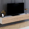 Meuble TV suspendu blanc et bois*IDMarket
