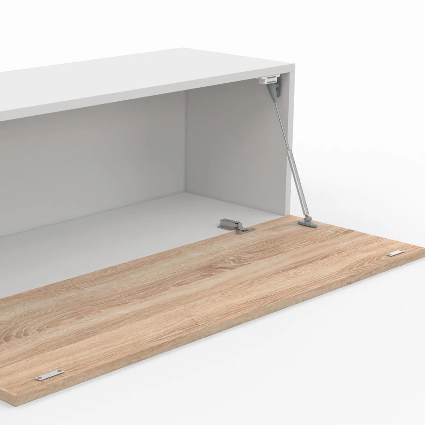 Meuble TV suspendu blanc et bois*IDMarket