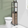 Meuble WC 3 portes DETROIT design industriel avec étagères*IDMarket Hot