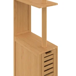 Meuble WC en bambou avec 2 portes et étagères*IDMarket