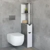 Meuble WC gain de place en bois blanc et effet béton*IDMarket