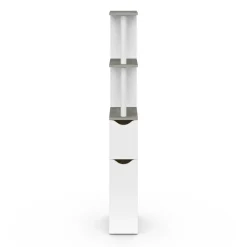 Meuble WC gain de place en bois blanc et effet béton*IDMarket