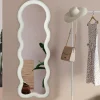 Miroir vague en tissu bouclette crème 150 x 50 cm*IDMarket Best