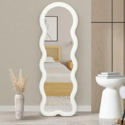 Miroir vague en tissu bouclette crème 150 x 50 cm*IDMarket Best