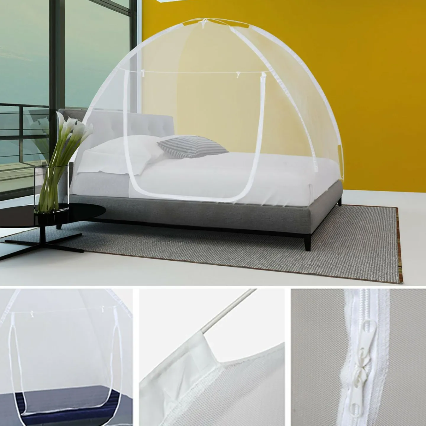 Moustiquaire lit dôme pop-up 195x150 cm*IDMarket Discount