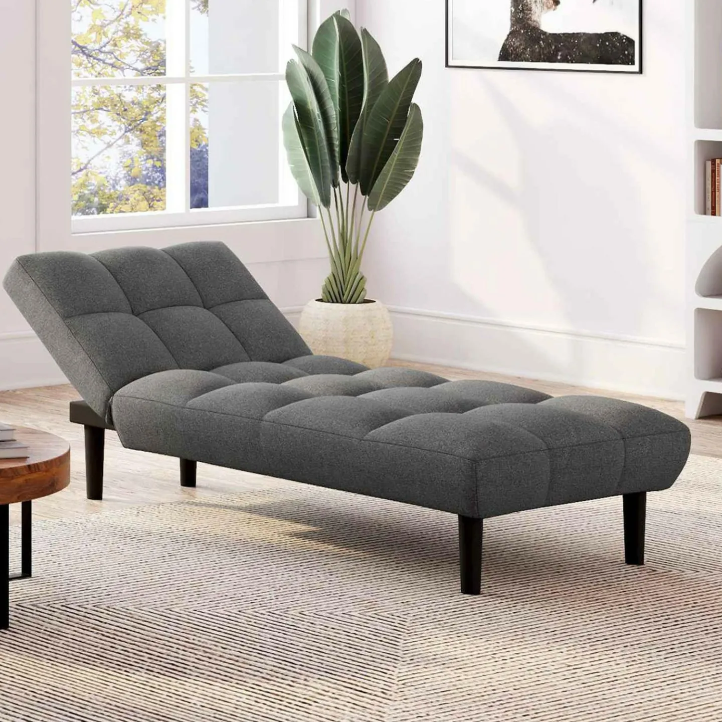 Méridienne clic clac tissu gris anthracite capitonnée 80 x 180 cm*IDMarket Hot