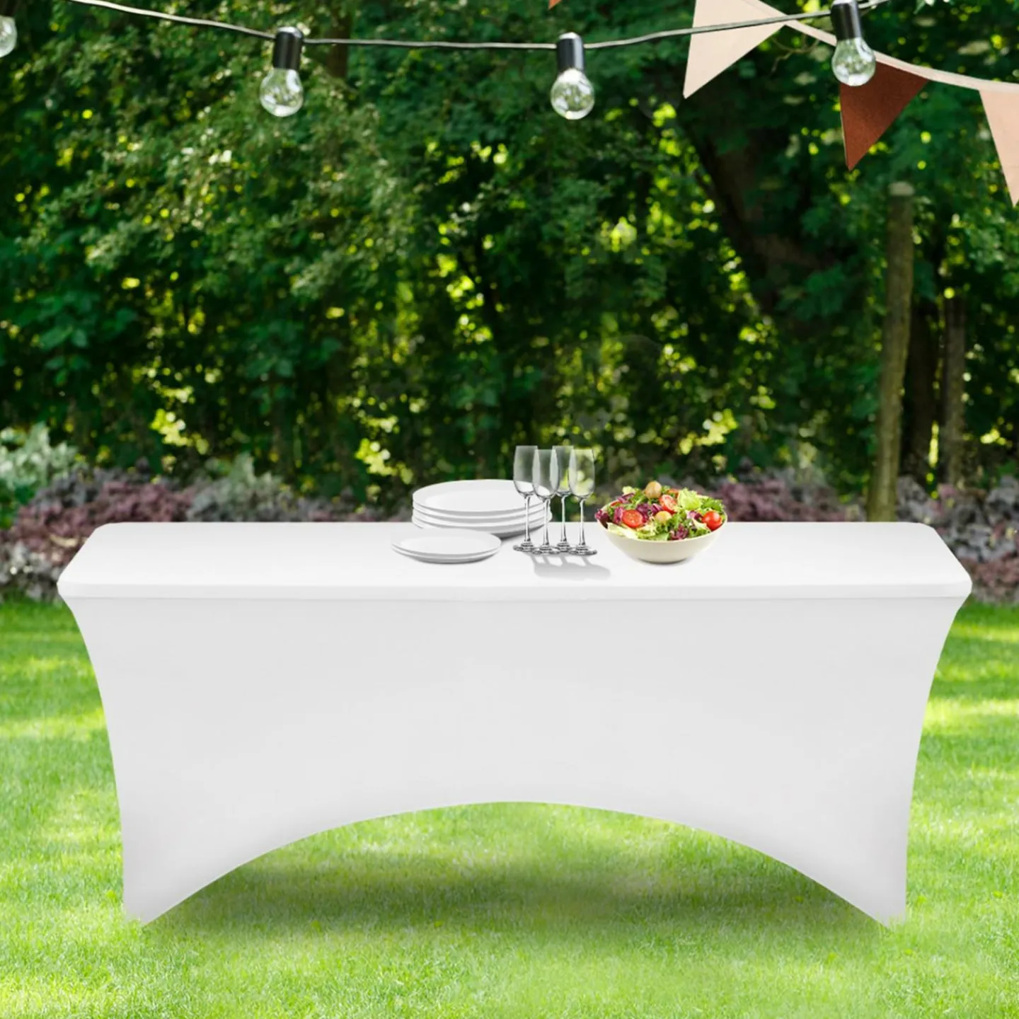 Nappe rectangulaire extensible blanche*IDMarket Outlet