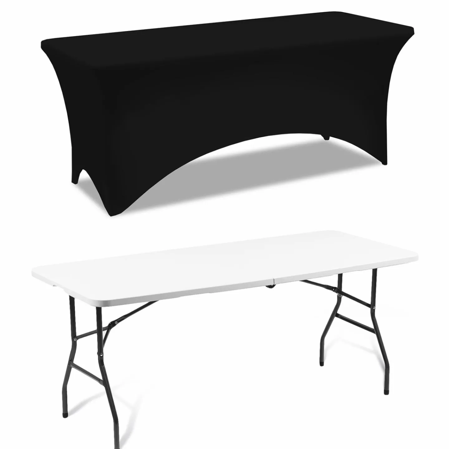 Nappe rectangulaire extensible noire*IDMarket