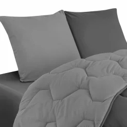 Pack couette oreiller 220x240 cm bicolore gris clair et foncé*IDMarket