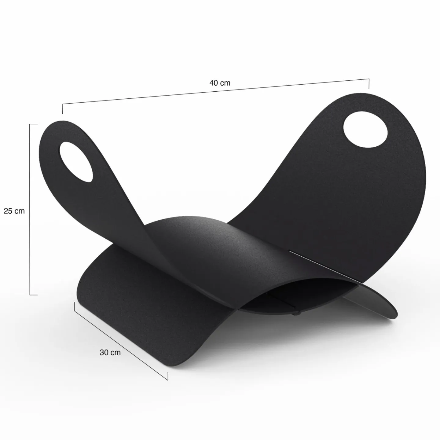 Panier à bûches en métal noir 40 x 30 x 25 cm*IDMarket Discount