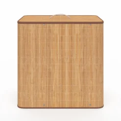 Panier à linge 3 bacs amovibles bambou et tissu*IDMarket Sale