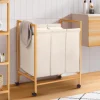 Panier à linge bambou 3 compartiments*IDMarket Clearance
