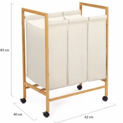 Panier à linge bambou 3 compartiments*IDMarket Clearance