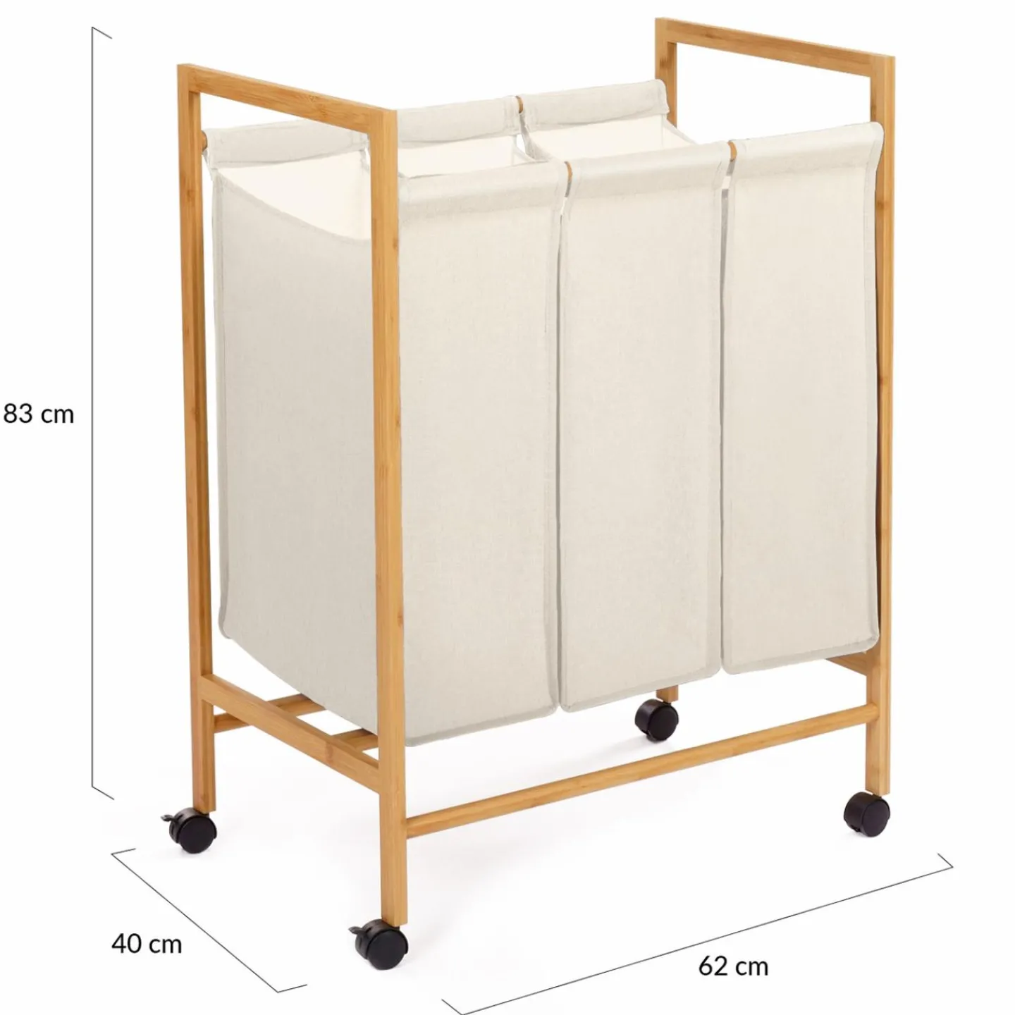 Panier à linge bambou 3 compartiments*IDMarket Clearance