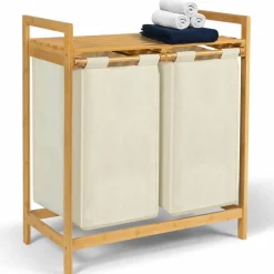 Panier à linge double écru*IDMarket Best