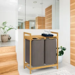 Panier à linge double gris*IDMarket Best