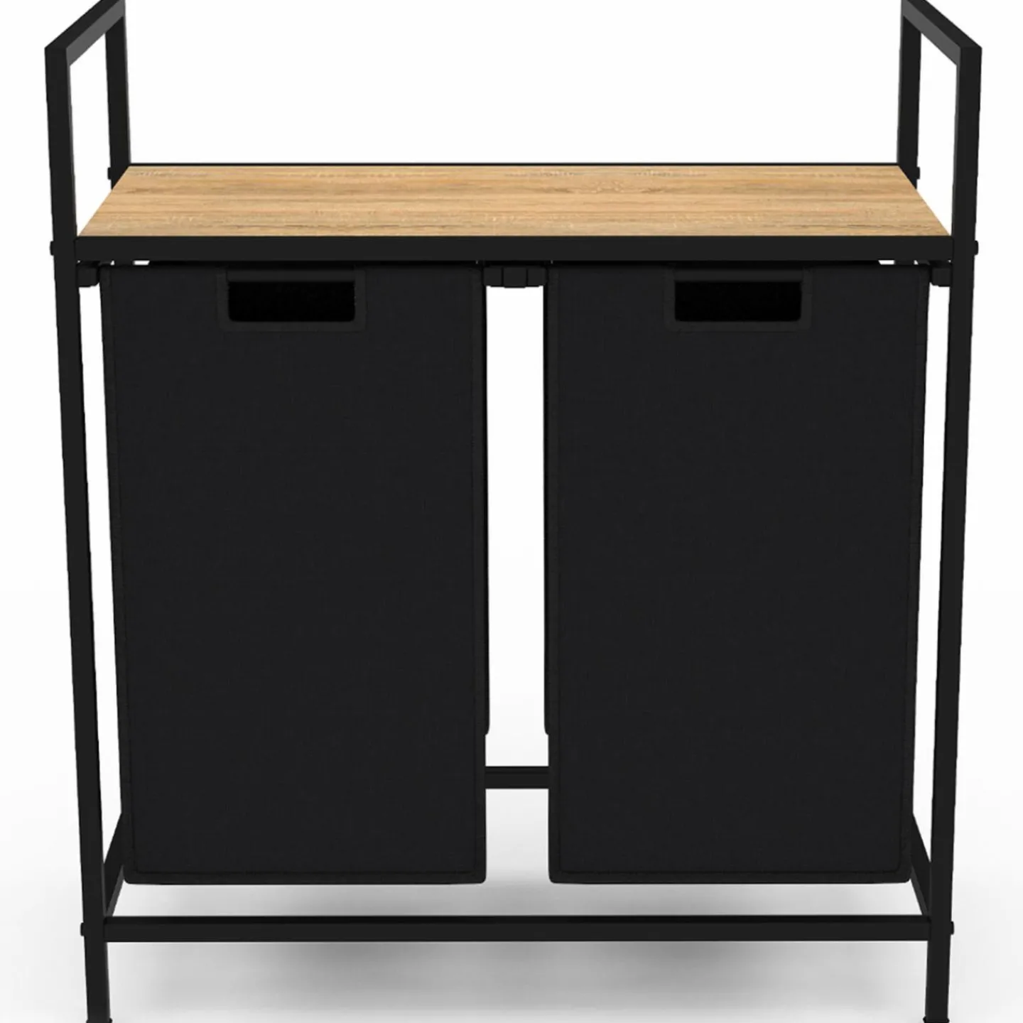 Panier à linge en tissu noir avec 2 bacs*IDMarket Clearance