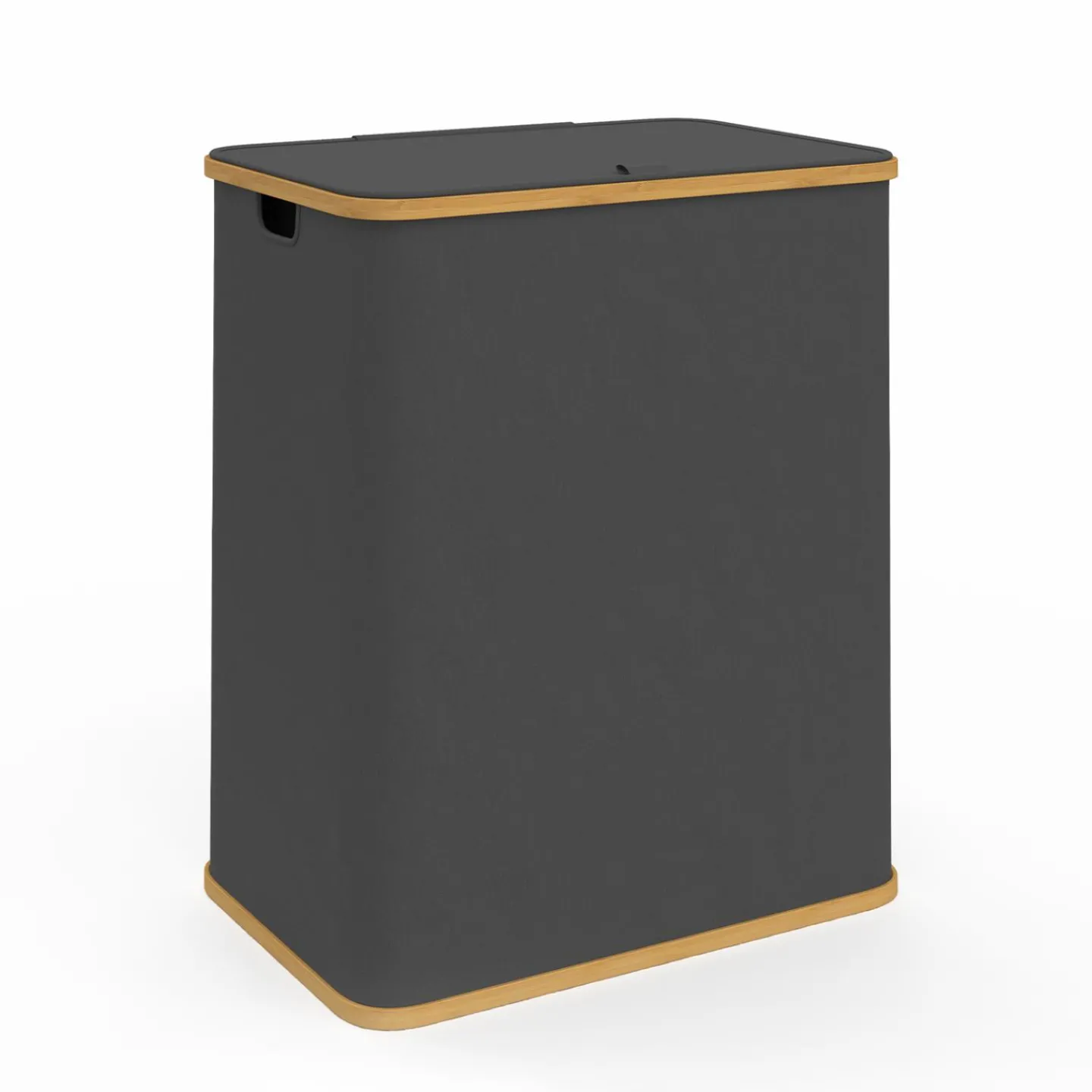 Panier à linge 140L 2 bacs amovibles bambou gris*IDMarket Discount