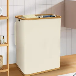 Panier à linge 140L avec 2 bacs amovibles*IDMarket Discount
