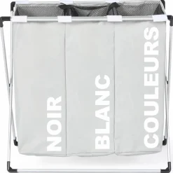 Panier à linge pliable gris 3 compartiments*IDMarket Best