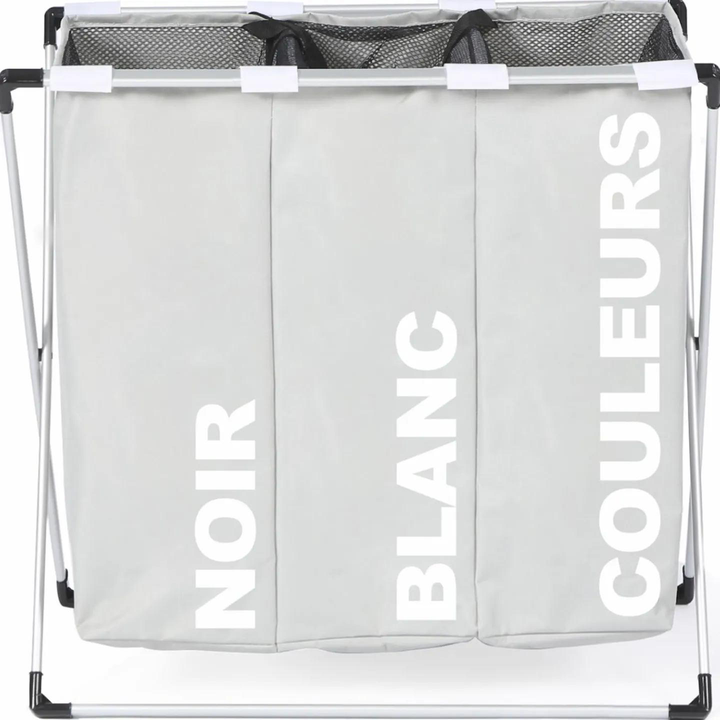 Panier à linge pliable gris 3 compartiments*IDMarket Best