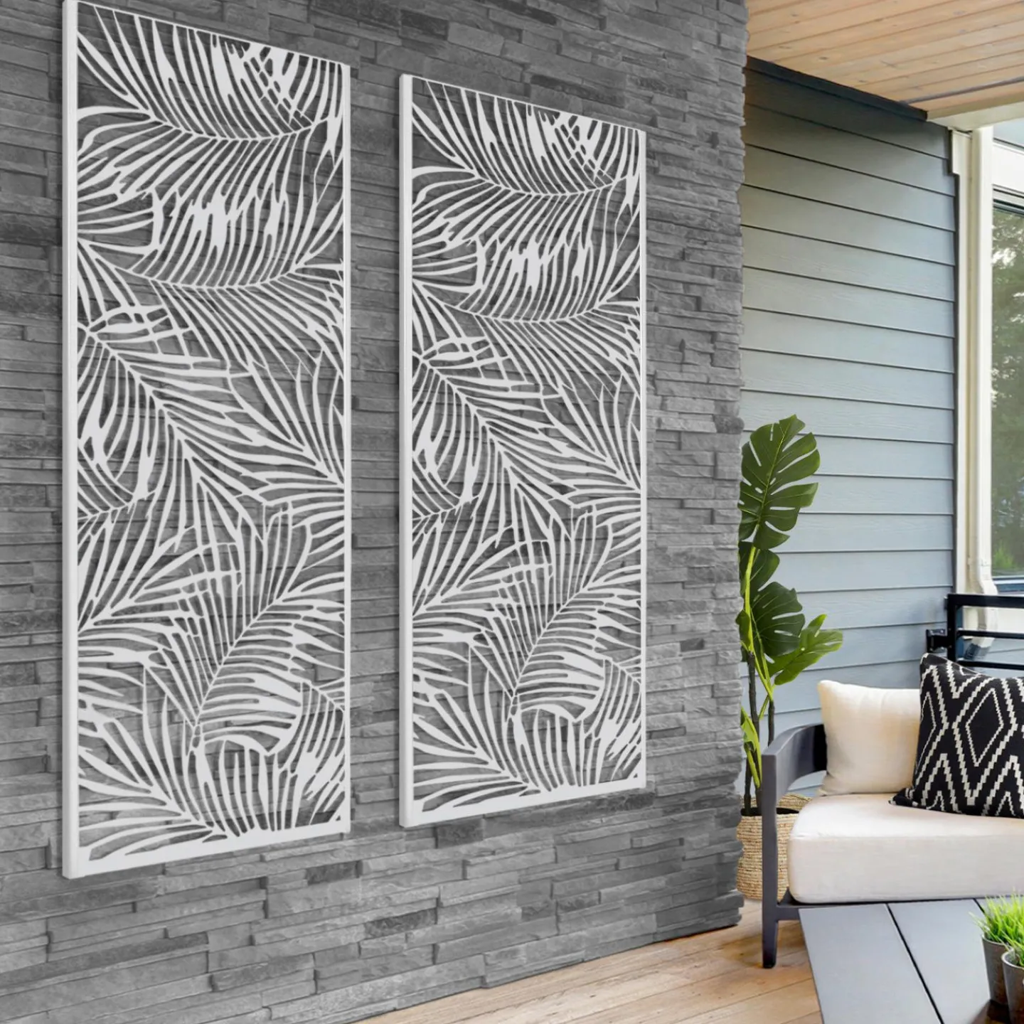 Panneau décoratif universel 150 x 50 CM PALM gris clair*IDMarket Online