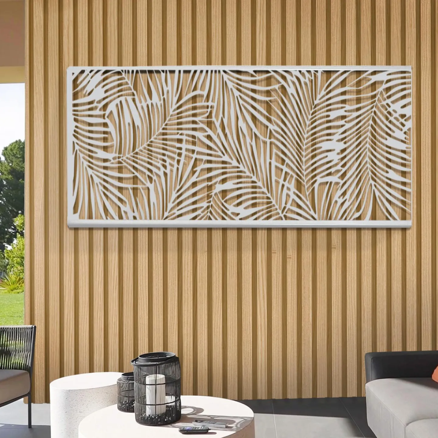 Panneau décoratif universel 150 x 50 CM PALM gris clair*IDMarket Online