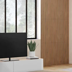 Panneaux acoustiques en tasseaux de bois chêne clair et noir de 250 x 60 CM*IDMarket