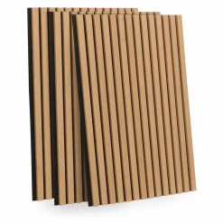Panneaux acoustiques en tasseaux de bois chêne clair et noir de 250 x 60 CM*IDMarket