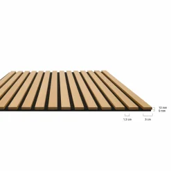 Panneaux acoustiques en tasseaux de bois chêne clair et noir de 250 x 60 CM*IDMarket