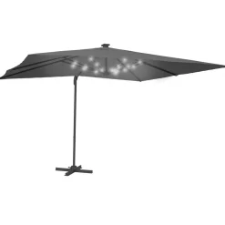 Parasol déporté inclinable 3x4 m rotatif 360 gris avec LED*IDMarket Discount