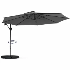 Parasol déporté rotatif 350 cm coloris gris*IDMarket Discount