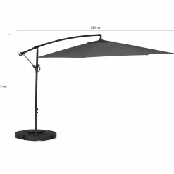 Parasol déporté rotatif 350 cm coloris gris*IDMarket Discount