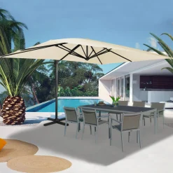 Parasol déporté 3x4 m écru*IDMarket Clearance