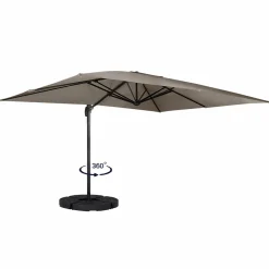 Parasol déporté 3x4 m rotatif 360 coloris taupe*IDMarket New