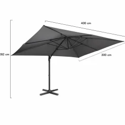 Parasol rectangulaire déporté 3x4 m gris*IDMarket Sale