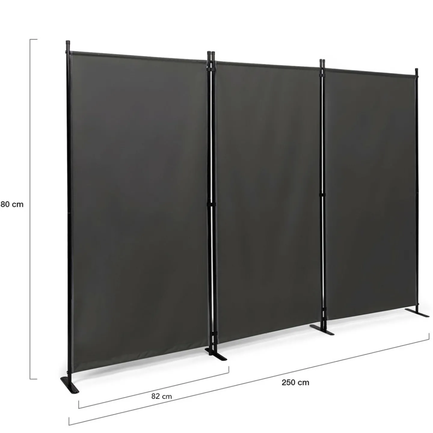 Paravent extérieur / intérieur sur pieds 3 panneaux gris anthracite*IDMarket Hot