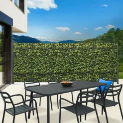 Paravent extérieur rétractable 400x180 cm store latéral motif feuillage*IDMarket Clearance
