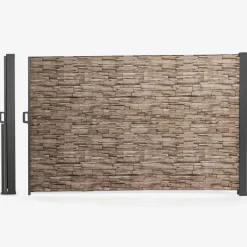 Paravent extérieur rétractable 400x180 cm store latéral motif pierre*IDMarket New