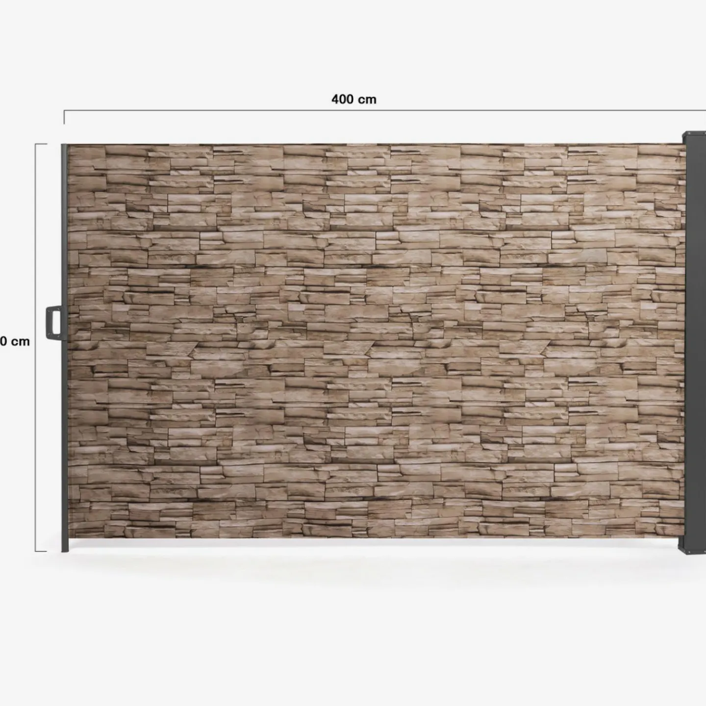 Paravent extérieur rétractable 400x180 cm store latéral motif pierre*IDMarket New