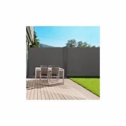 Paravent rétractable double gris anthracite*IDMarket