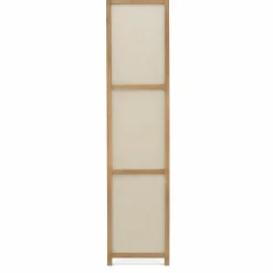 Paravent rétractable intérieur décoratif en bois et tissu beige*IDMarket Best