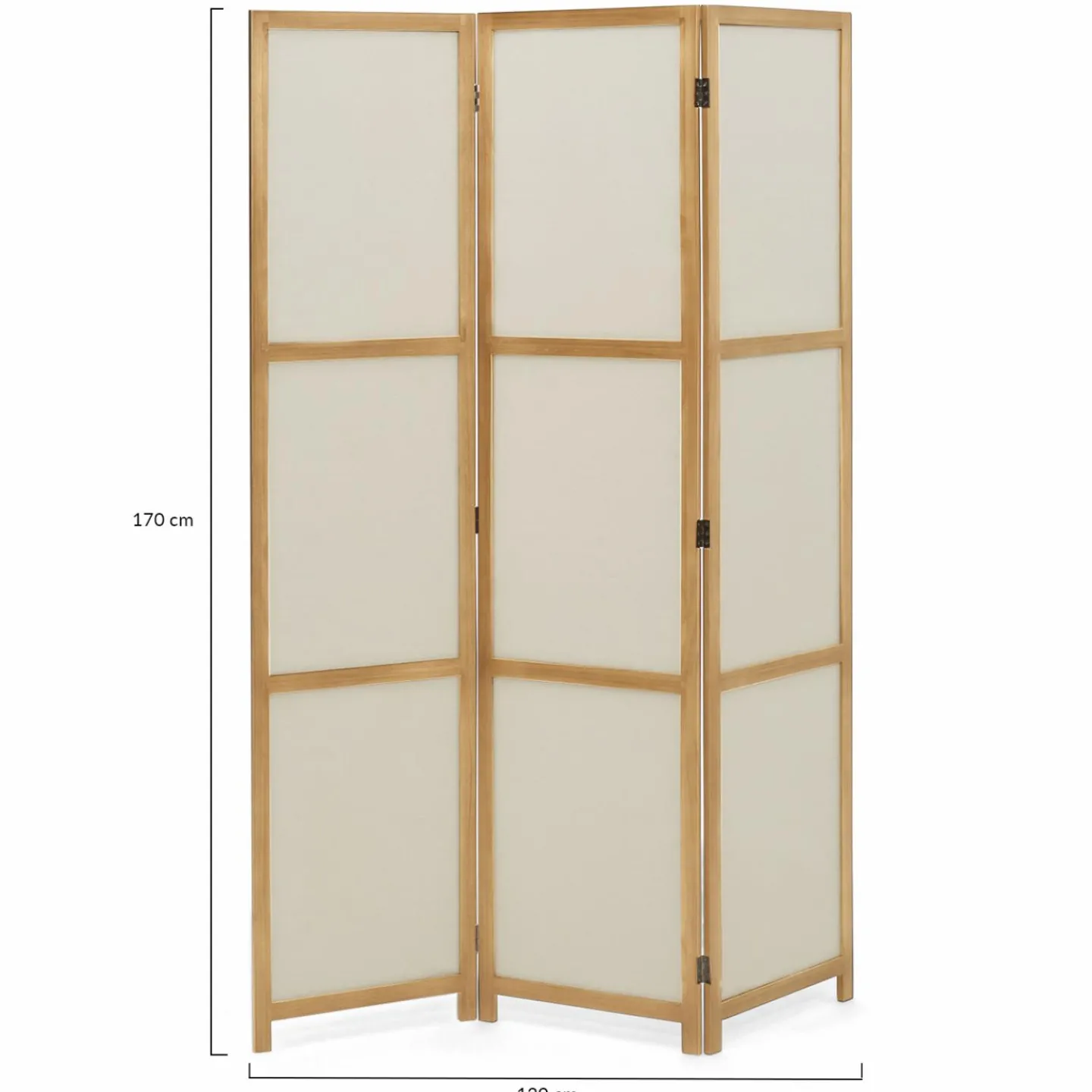 Paravent rétractable intérieur décoratif en bois et tissu beige*IDMarket Best