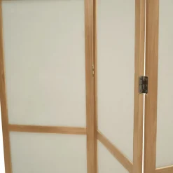 Paravent rétractable intérieur décoratif en bois et tissu beige*IDMarket Best